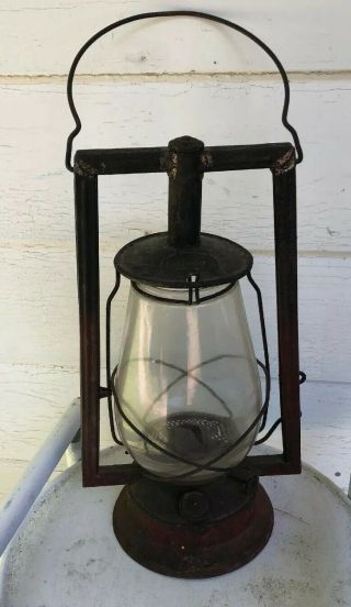 Antique Dietz Victor Old Red Paint Primitive Lantern