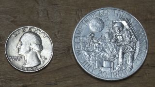 1969 JPL Apollo XI Moon Landing Commemorative Coin Made w/Heat Shield Metal 3