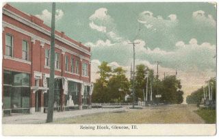 Glencoe Illinois Il (cook County) Zeising Block Town View 1912