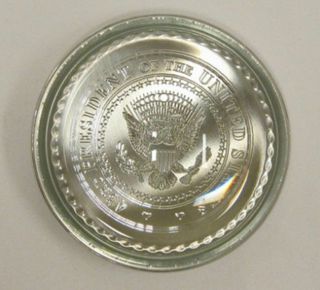George W.  Bush Glass Dome Paperweight Featuring The 43rd Presidential Seal