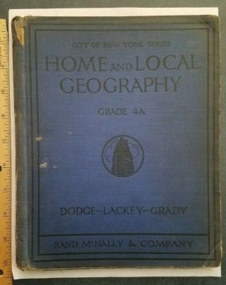 1929 Grade 4a Nyc School Book Home/local York City Geography Hardcover Maps