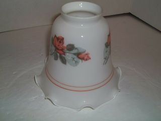 Vintage Opaque White Milk Glass Wall Sconce Fluted Light Shade Globe Red Roses