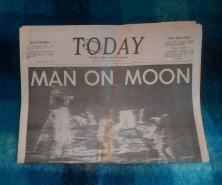 Vtg July 21 1969 Man On Moon Today Florida’s Space Age Newspaper Armstrong Nasa