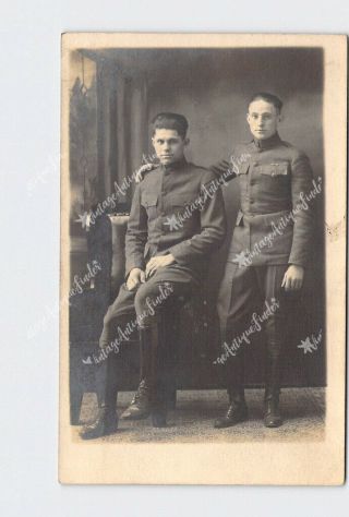 Rppc Real Photo Postcard Ww1 Soldiers In Uniform Glen Keeling And Robert Taylor
