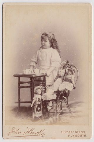 Child Cabinet Photo - Plymouth,  Young Girl With Dolls And Teaset