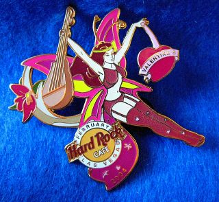 Las Vegas February Valentines Lute Butterfly Fairy Girl 2004 Hard Rock Cafe Pin