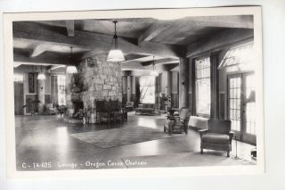 Sawyer Real Photo Postcard Lounge Oregon Caves Chateau Caves Junction Or