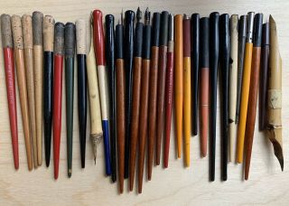 30 Vintage Dip Pens Hardtmuth Faber Eagle Hunt Koh - I - Noor Esterbrook Penholders