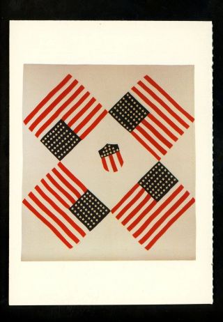 Quilt / Quilting Chrome Postcard 1991 Museum American Folk Art Patriotic Us Flag