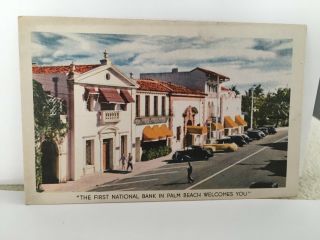 Palm Beach,  Florida Fl Vintage Postcard Bank View First National Bank