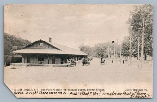 High Point Nc Freight Depot Broad Str.  Antique Postcard Railroad Railway Station
