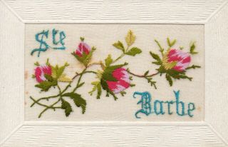 Rare: Saint Barbe (barbara) : Embroidered Silk Postcard: 1938: Patron Saint