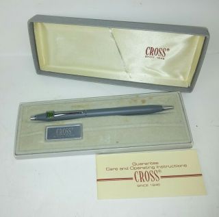 Cross Ball Pen Gray 2102 Metal In Case Collectible Vintage Writing Instruments