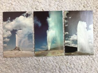 3 Vintage Postcards - Yellowstone - Old Faithful,  Beehive,  White Dome Geysers