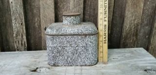 Antique Tin Metal Lunch Box - Pail/wood Handle/coal Miners/railroad