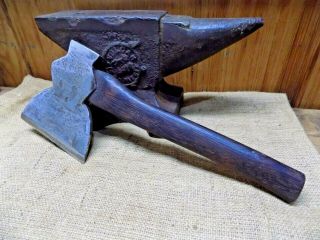Antique Wood King Cast Steel 5 - 1/4 " Blade Broad Axe Hewing Wood Tool Wedgeway
