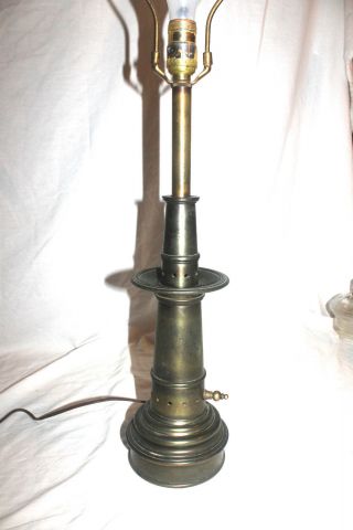 Vintage Stiffel Brass Nautical Table Lamp Hollywood Regency Patina Candle Stick