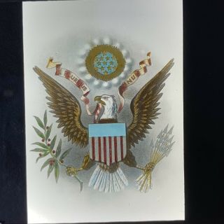 Vtg Magic Lantern Glass Slide Photo United States Coat Of Arms