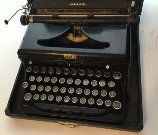 Vintage Royal Portable Typewriter Touch Control Black 1930s Era Glass Keys