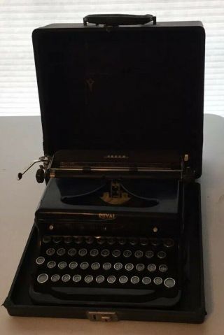 Vintage Royal Portable Typewriter Touch Control Black 1930s Era Glass Keys 2