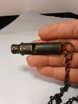 Vintage Military,  Postal,  Police Brass Whistle Securing Chain