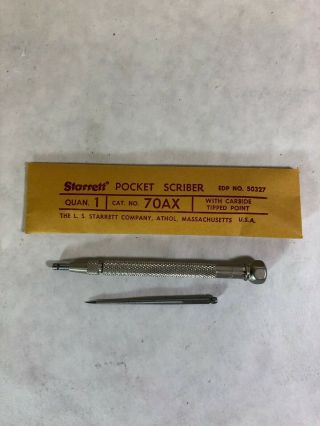 Vintage Starrett 70ax Pocket Scriber With Carbide Tipped Point,