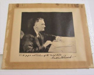 Franklin D.  Roosevelt Hand Signed Signature Pupils & Teachers Lithograph Picture