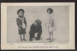 Postcard Warren Ohio/oh Buster Brown Tige & Mary Jane Opera House Promo 1909
