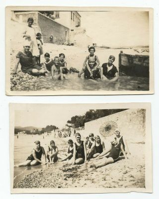 Greece Saronic Gulf Spetsai Spetses Women In Swimsuits Posing By The Sea Photos