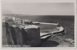 Kyrenia Cyprus Castle Area Fisher Real Photo Postcard C.  1955