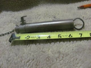 Unknown Antique Vintage Mystery Tool / Apparatus About 6 " Brass Tube W Chain ??