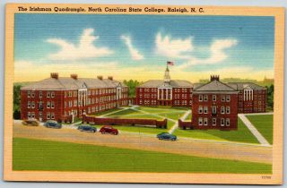 Irish Quad Nc North Carolina State College Old Cars Vintage Postcard B6