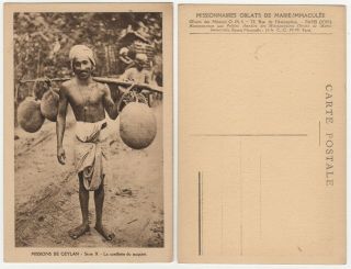 Missionary In Ceylon Sri Lanka French Mission Printed Postcard Jackfruit Picker