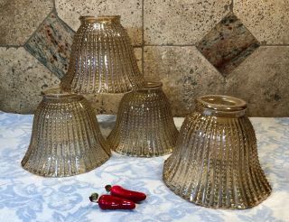Set Of 4 Vintage Hobnail Glass Shades For Replacement Ceiling Fan Vanity Sconce