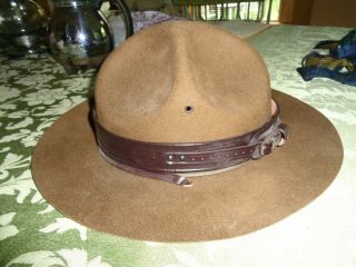 Vintage Scout Master Hat Xl Long Oval Pristine Official Wool,  Leather Band Usa