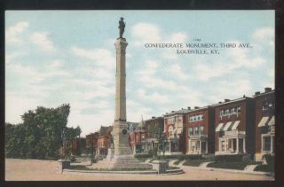 Postcard Louisville Ky 3rd Ave Confederate Civil War Soldiers Monument 1907