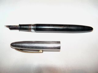 Vintage Sheaffers Fountain Pen Black Silver 14k Fort Madison Iowa Usa 5 1/4 "