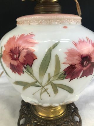 Antique 1890 ' s Banquet Oil Lamp Hand Painted Pittsburg Gone with the Wind Signed 4