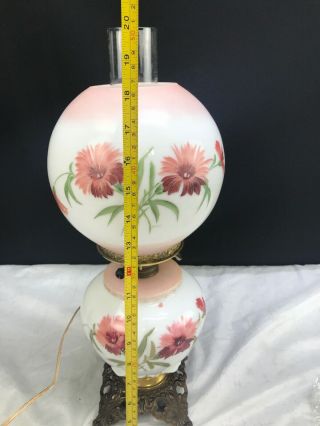 Antique 1890 ' s Banquet Oil Lamp Hand Painted Pittsburg Gone with the Wind Signed 7