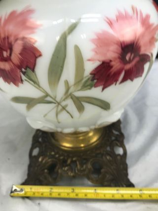 Antique 1890 ' s Banquet Oil Lamp Hand Painted Pittsburg Gone with the Wind Signed 8
