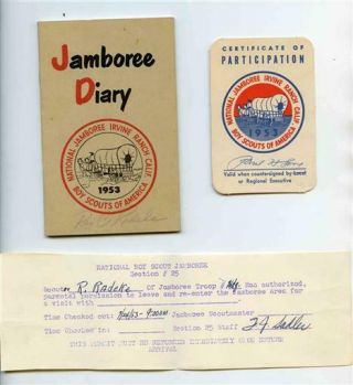 1953 Boy Scouts Jamboree Diary Certificate Of Participation Parental Permission