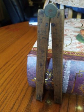 Vintage Warranted Boxwood 24 Inch Wooden Folding Ruler With Brass Hinges