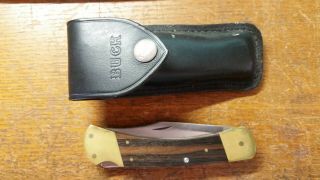 Vintage Buck 110 Made In Usa Folding Single Blade Pocket Knife Leather Sheath