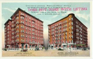 2 Vintage Old 1914 Photos of the BRADLEY HOTEL on Rush Street CHICAGO Buildings 3