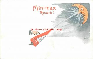 Advertising Postcard,  Minimax Record,  Crescent Moon Face,  Signed Rudi Rother