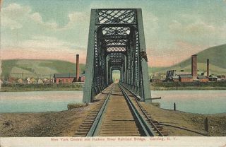 1914 York Central Railroad Bridge Over The Hudson Corning York Postcard