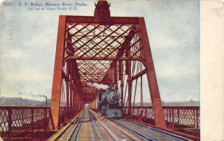 Union Pacific Railroad Bridge Missouri River Omaha Nebraska 1908 Postcard