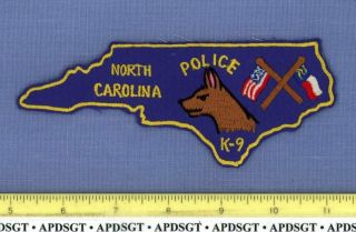 North Carolina K - 9 Police Sheriff Patch State Shape K9 Dog Canine