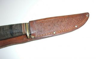 Western Field Vintage Hunting Knife with Leather Sheath Made in U.  S.  A.  T 4