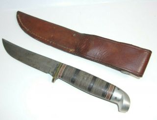 Western Field Vintage Hunting Knife with Leather Sheath Made in U.  S.  A.  T 5